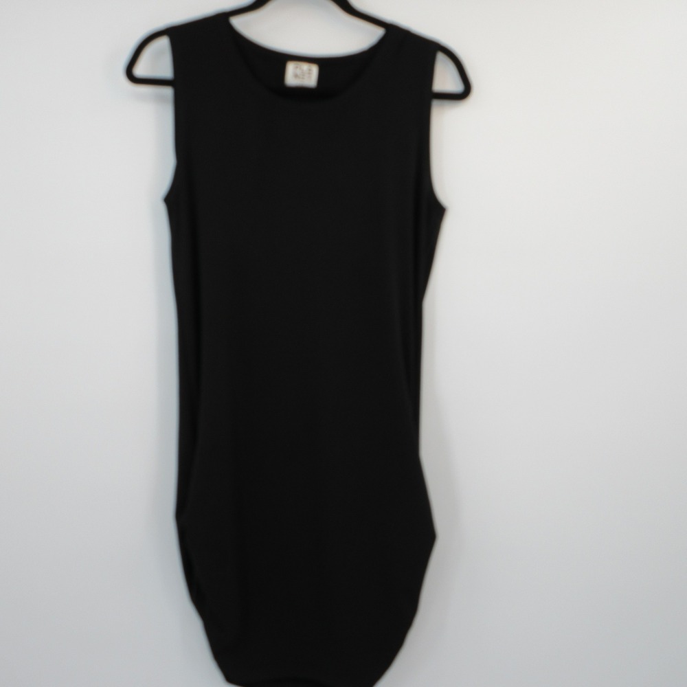 Planet by Lauren G Sz 2 Black Microfiber Sleeveless Bodycon Dress Made in USA